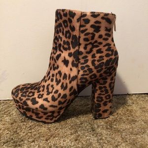Leopard print heeled booties